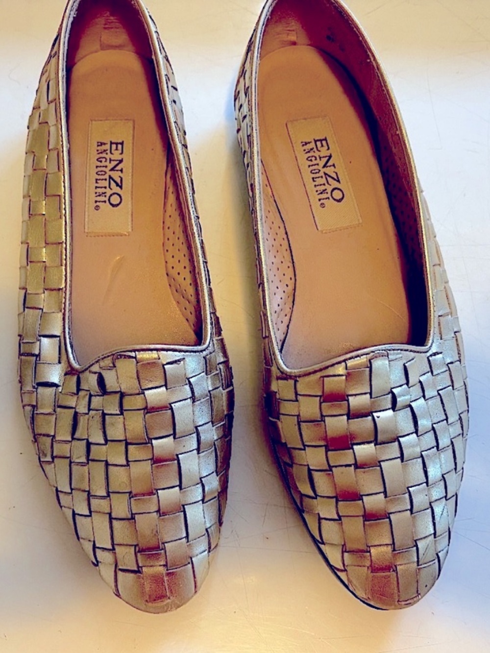 Enzo Angiolini Gold Woven leather ballet Flats